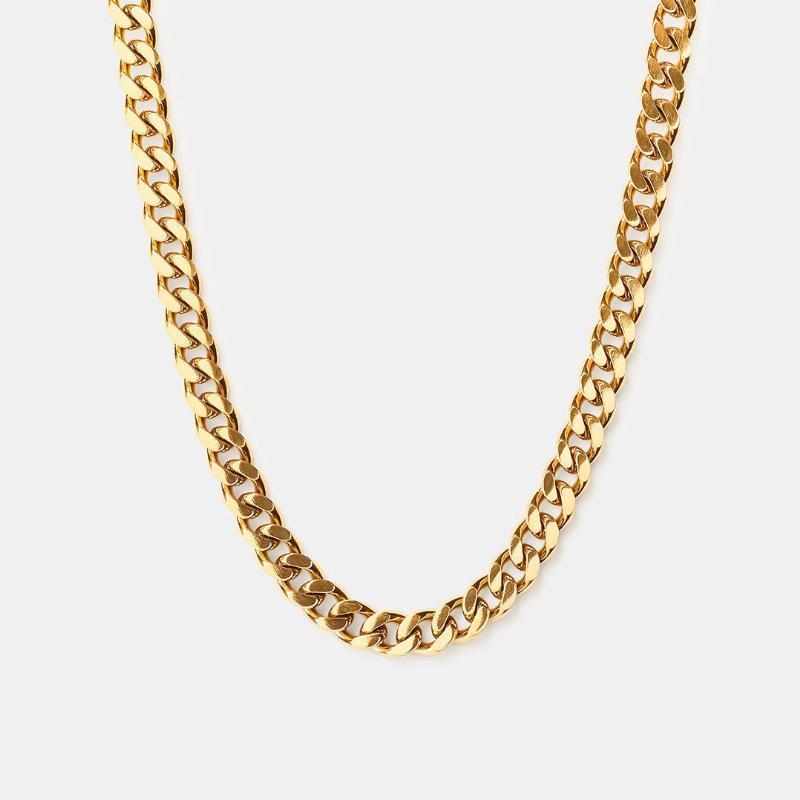 Facet Panser Halskæde 18k Guldbelagt 6mm