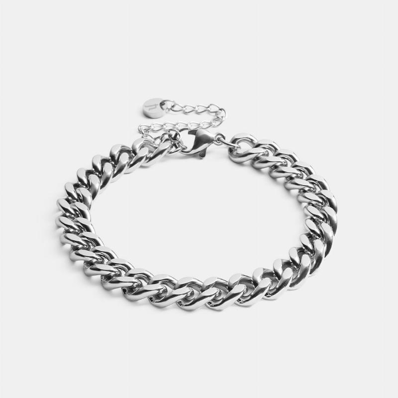 Facet Armbånd i Sølv 8mm Panserdesign