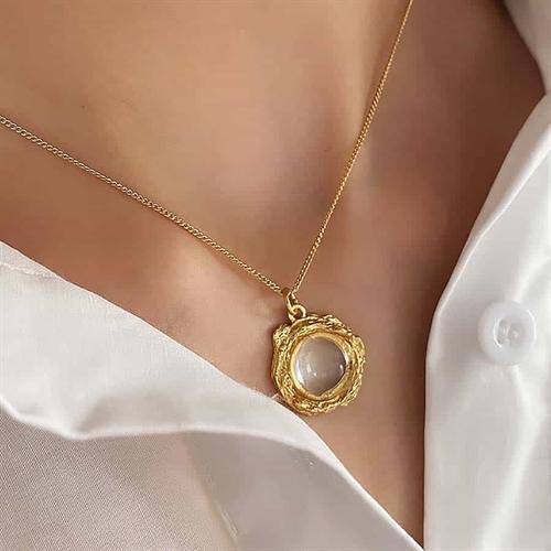 Forgyldt 14k Sterling Halskæde med Sten