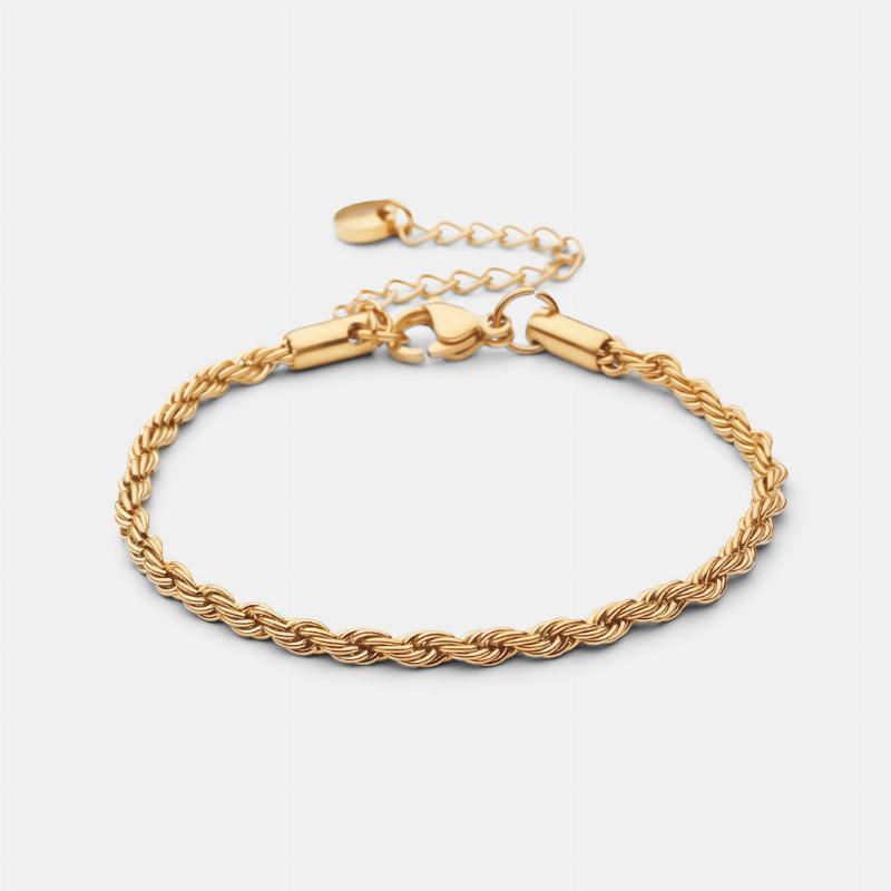 Snurret Rebarmbånd 18k Guldbelagt 3mm