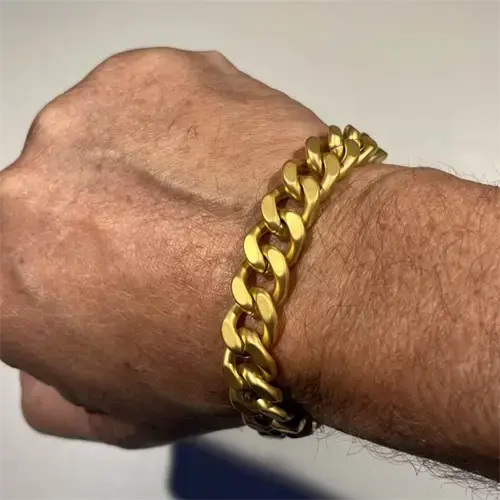 Mat Guld Square Armbånd i Stål 12 Cm