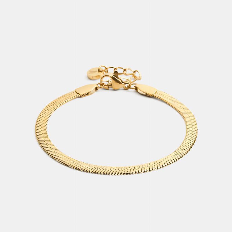 Fladt Slangearmbånd 18k Guldbelagt 4mm