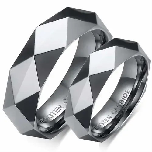 Facet Forlovelsesring i Tungstenstål