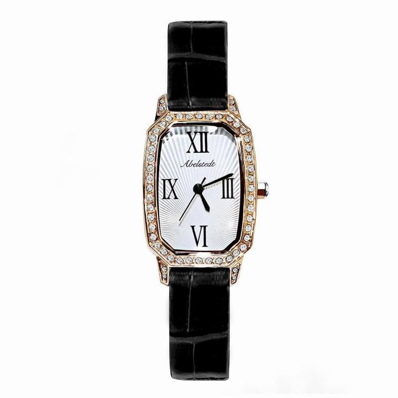 Abelstedt Sort og Guld Ur med Emerald Design