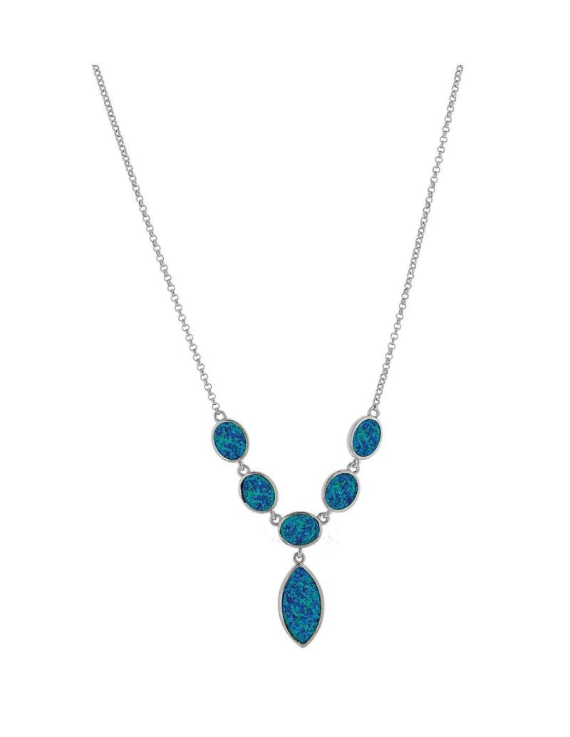 Athena - Blå Opal Halskæde i 925 Sterling Sølv