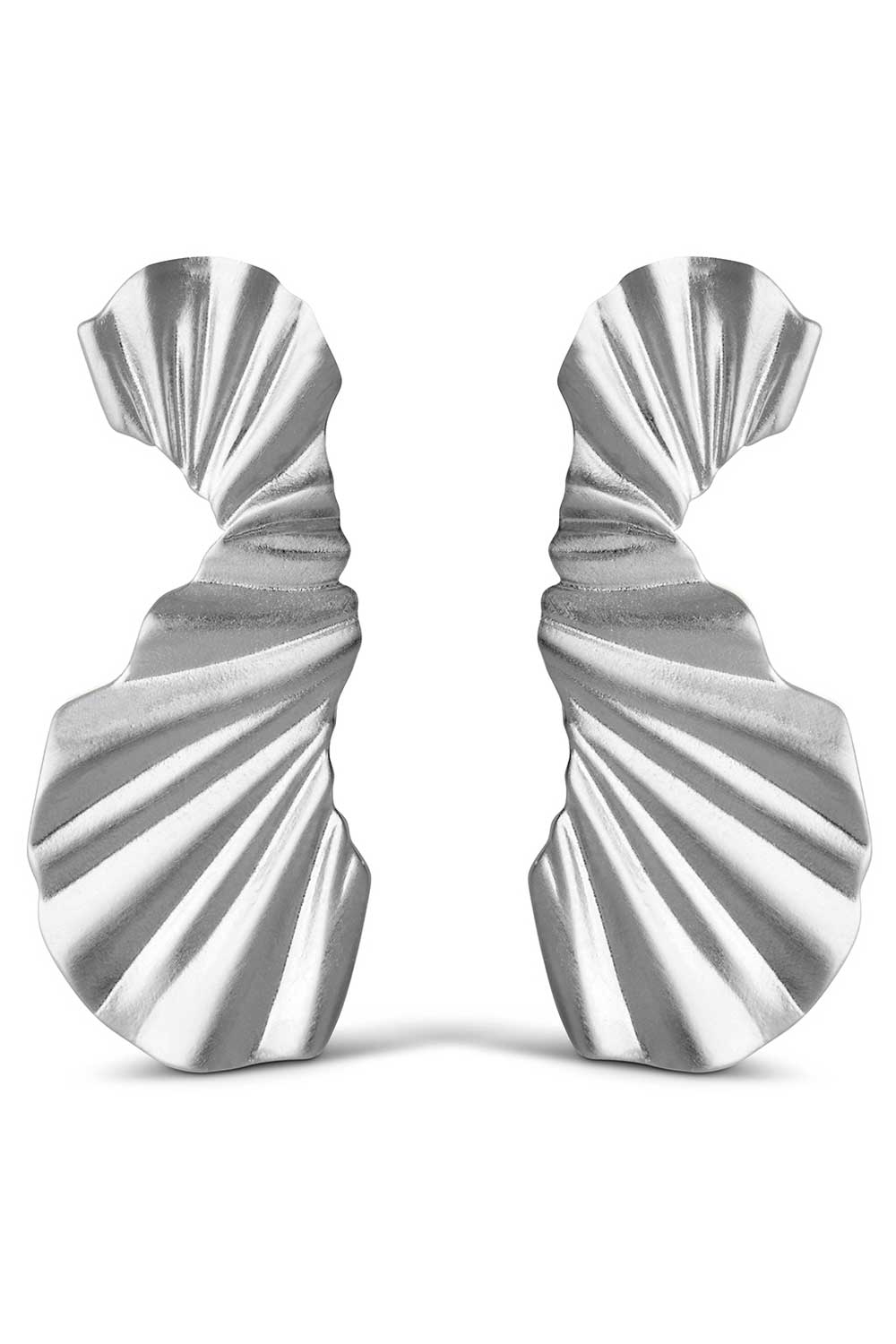 Enamel Øreringe - Big Wave i Sølv - Elegant Design