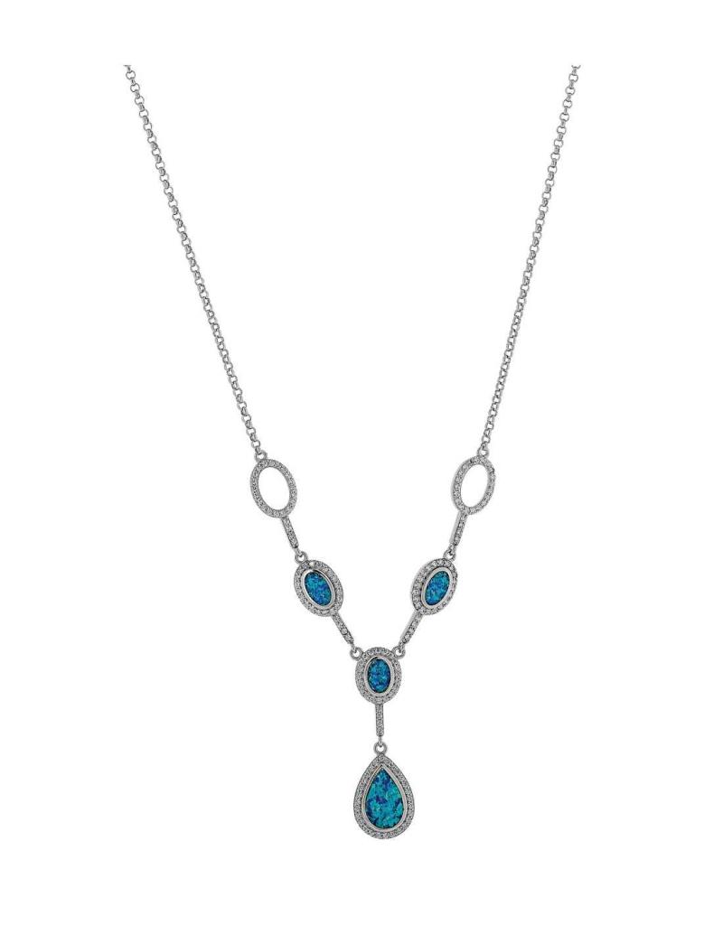 Hebe - Blå Opal Halskæde i 925 Sterling Sølv