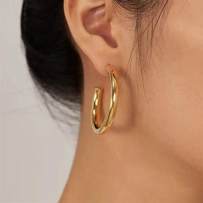 Hoopy ørering i gyldent ædelstål – Glitrende stil!
