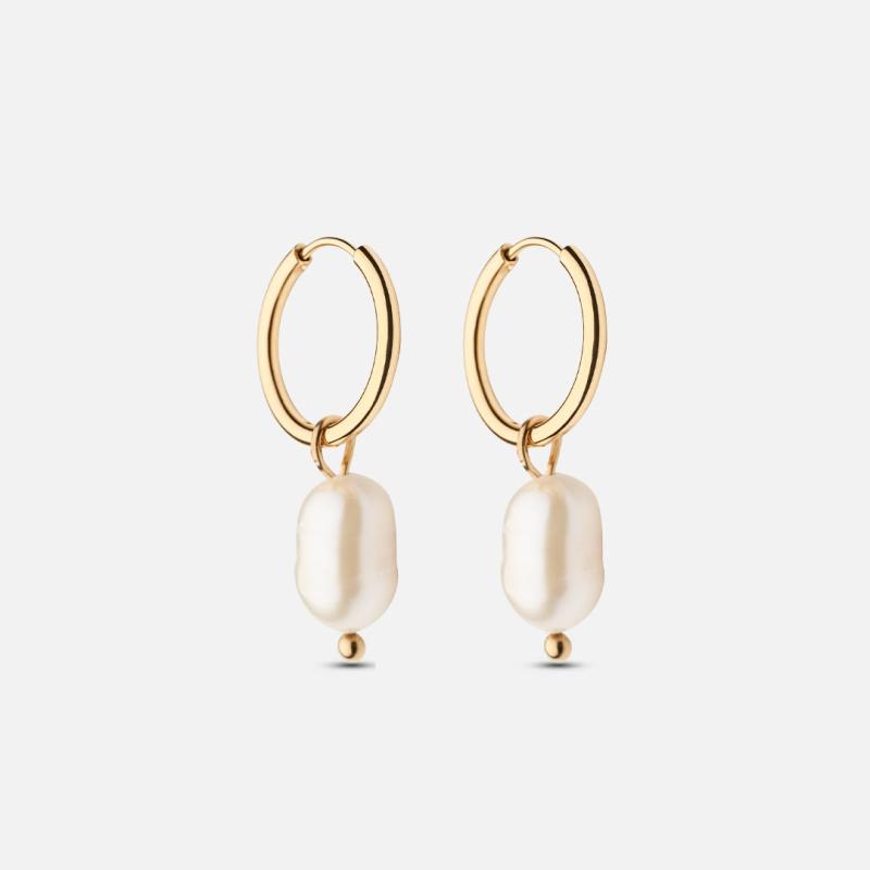 Perlehoops med Ferskvandsperler - 18k Guldbelagt Elegance