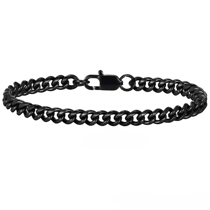 Cuban Herrearmbånd i Sort Stål - Maskulint Design