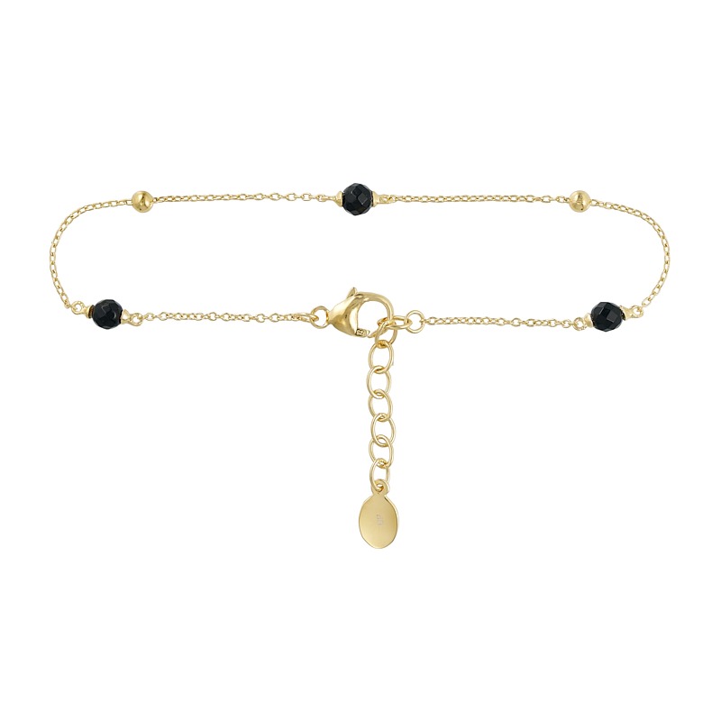 Armbånd I Forgyldt Sølv Med Sort Onyx