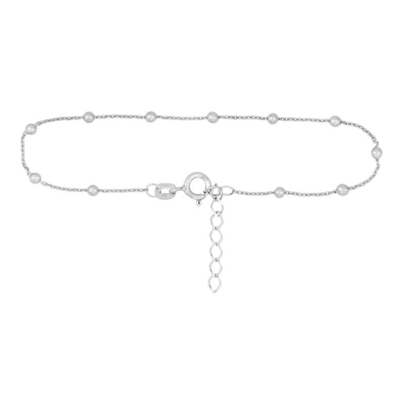 Ankelkæde I Sølv Med Kugler