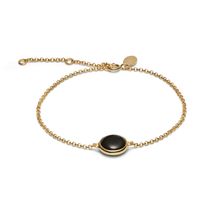 Armbånd I Guldbelagt Sølv Med Sort Onyx