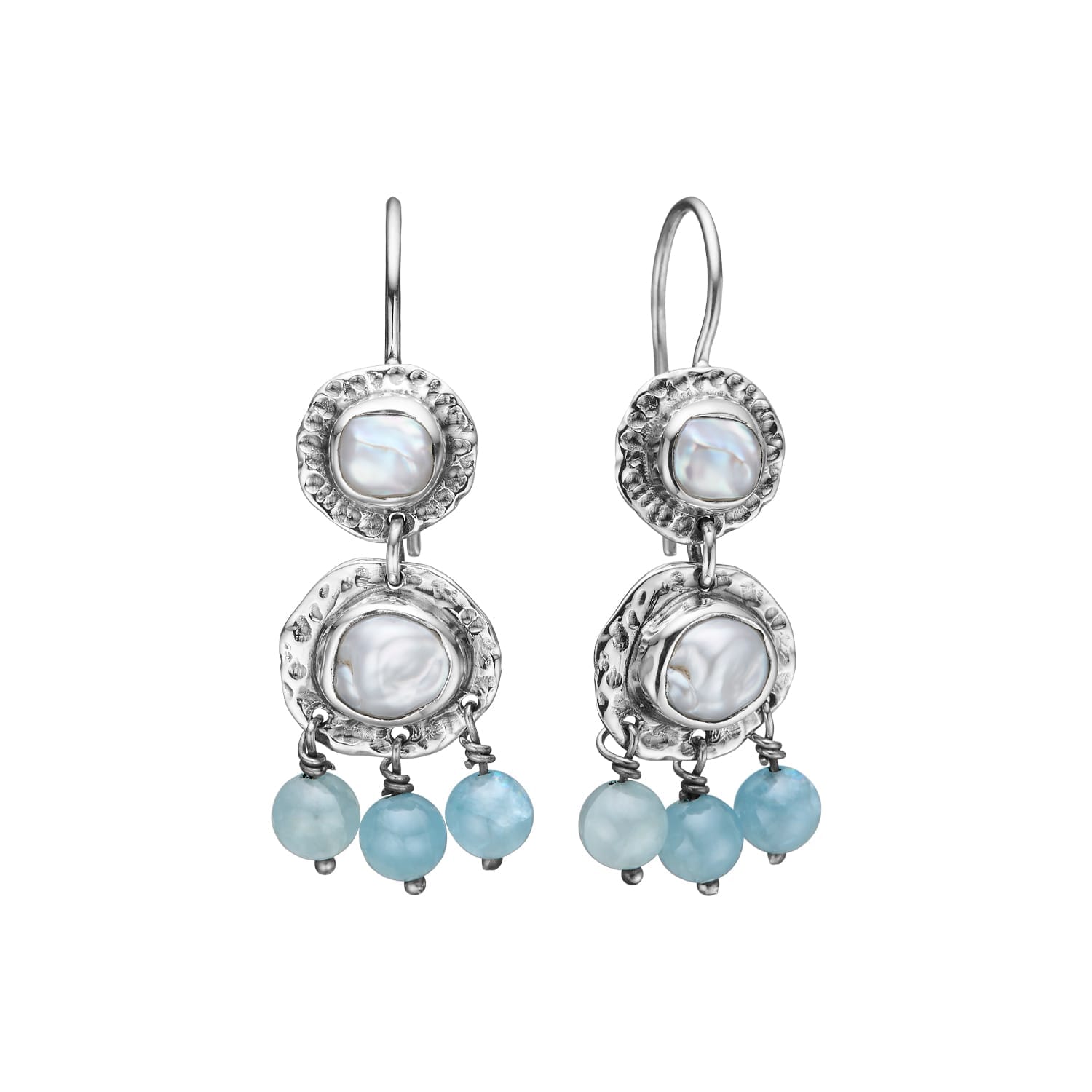 Magrethe Silver Aqua ørehængere
