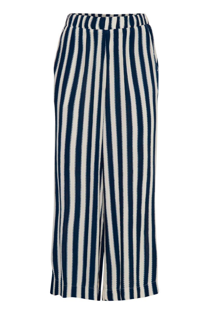 Ichi - Bukser - Ih Marrakech Aop Fl - Total Eclipse Stripe