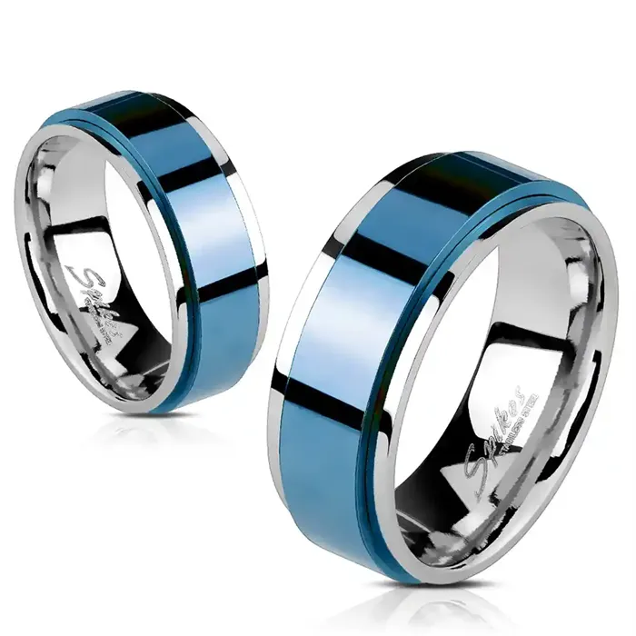 Spinning Ip Blue Ring I Rustfri Stål