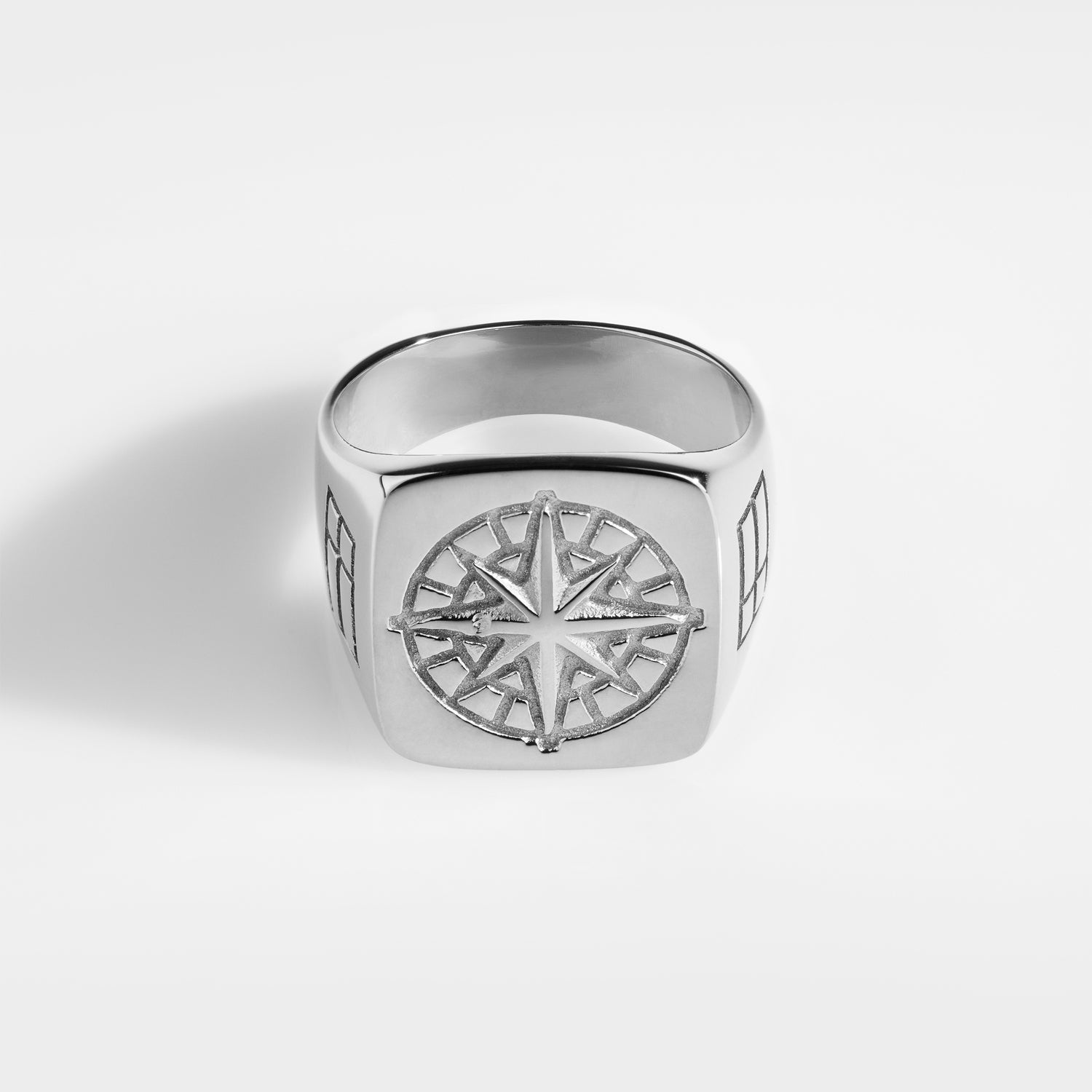 Compass Oversize Signature - Sølvtonet Ring - Str 8 - Herre - Northern Legacy