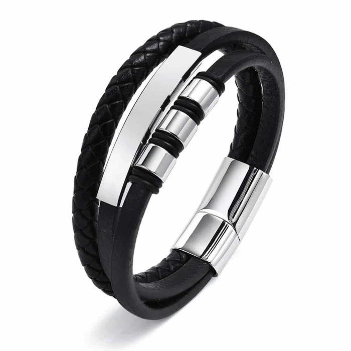 Tikki Armbånd Sort Og Blank Stål