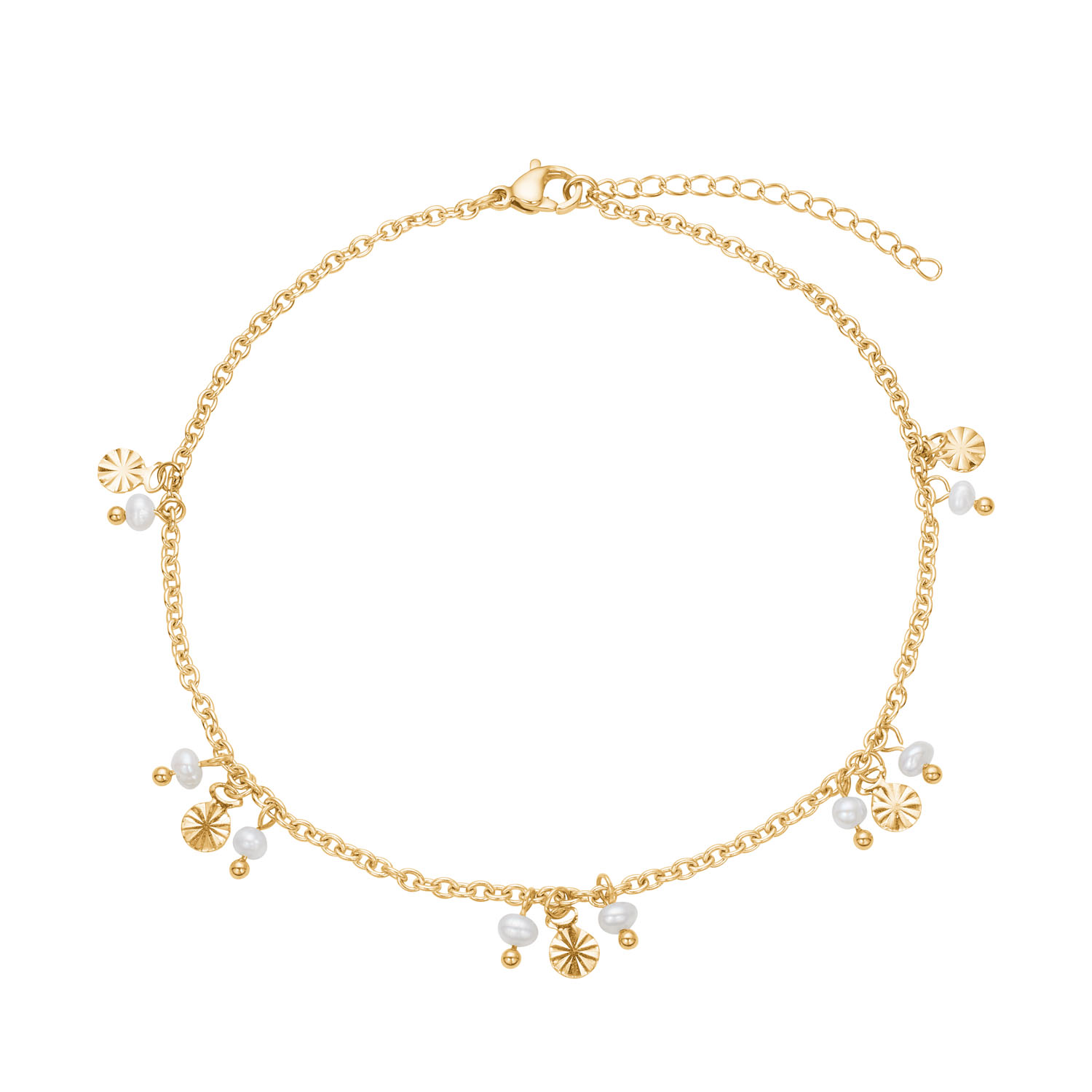 Ankelkæde I Stål Belagt Med 14 K Guld - 22 Cm  4 Cm I Forlænger