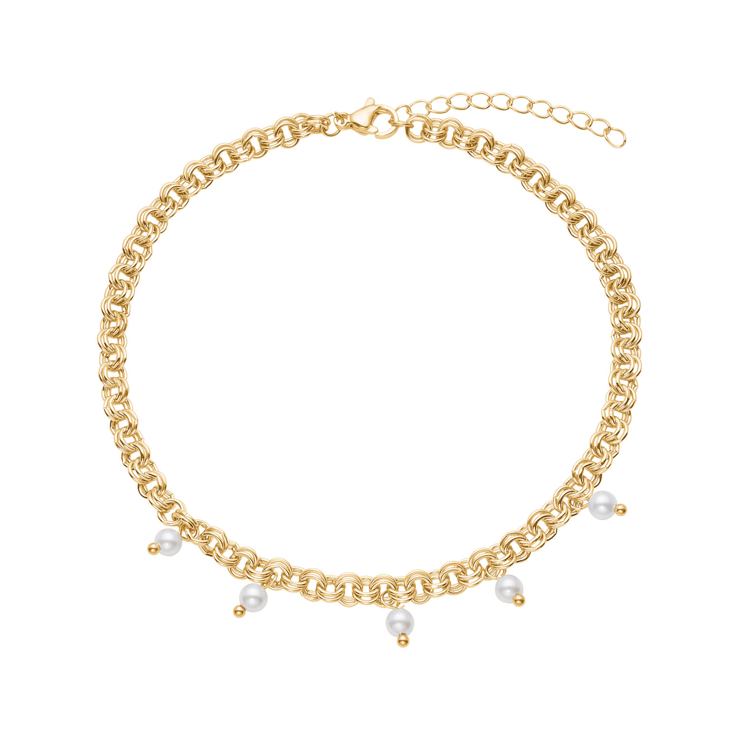 Ankelkæde I Stål Belagt Med 14 K Guld