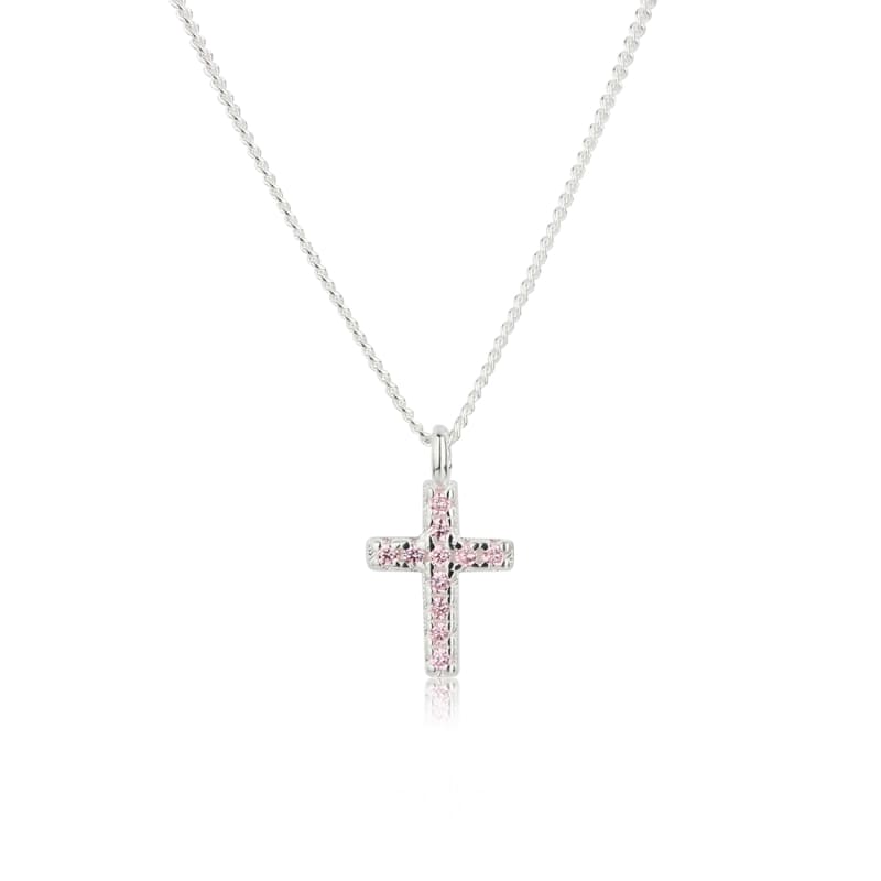 Rose Cross Necklace Silver