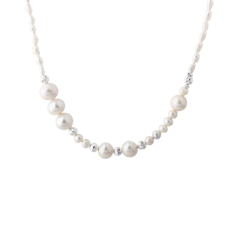 Line Pearl Necklace   Silver