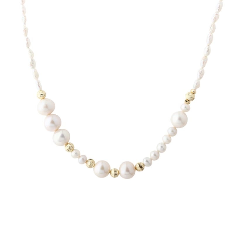 Line Pearl Necklace   Golden