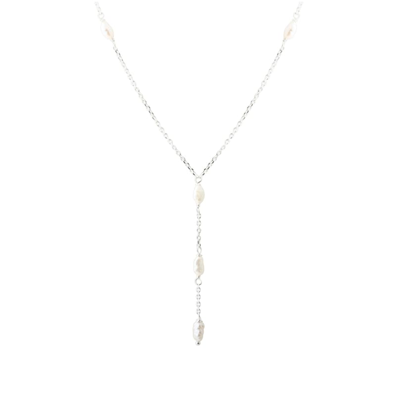 Lunella Pearl Y-necklace  Silver