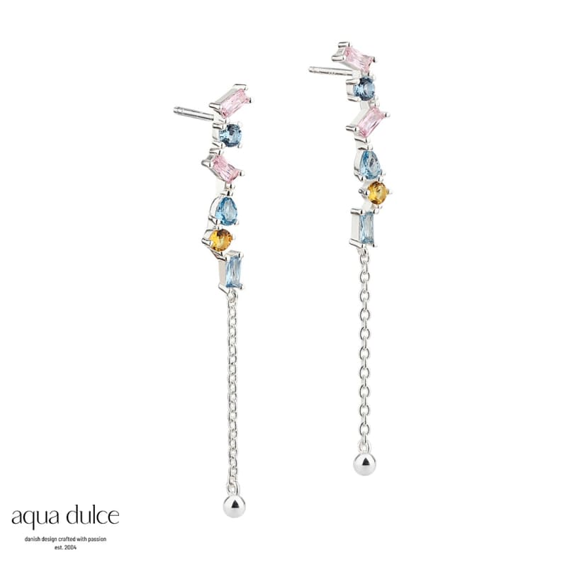 Pastel Baguette Love Earstuds  Silver