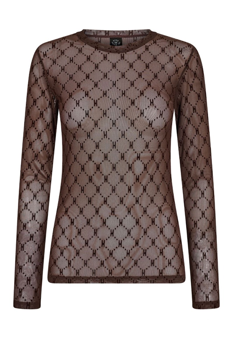 Hype The Detail - Bluse - Mesh Blouse - Brun