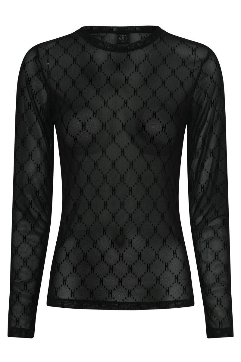Hype The Detail - Bluse - Logo Mesh Blouse - Sort