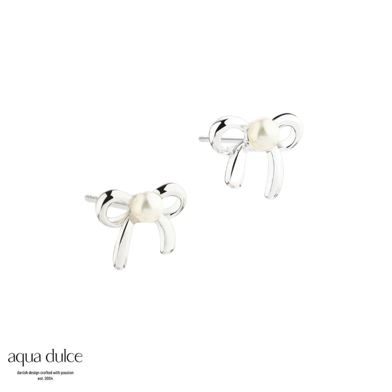 Simple Bow Pearl  Silver