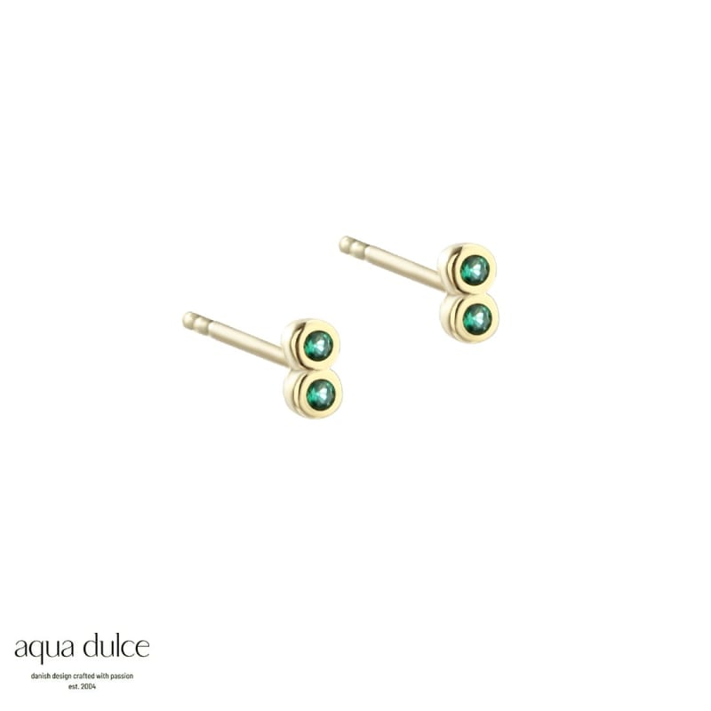 Tiny Green Earstud  Golden
