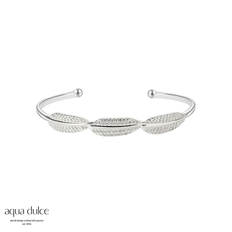 Flora Armring I Sterling Sølv Med 3 Blade Klare Zirkonia