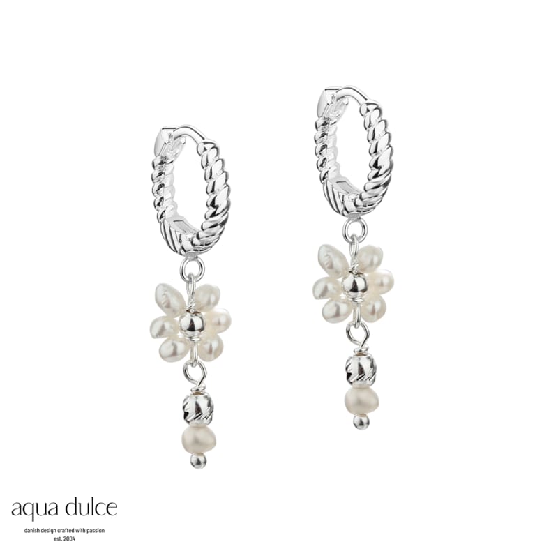 Daisy Pearl Hoops 12 Mm Silver