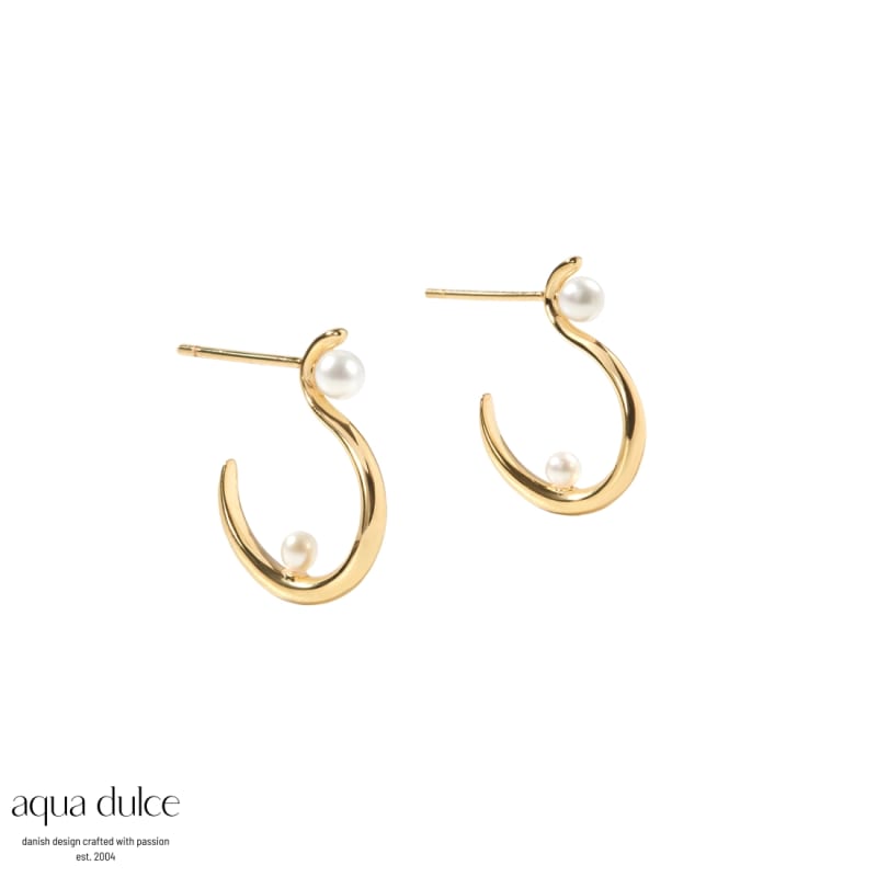 Swan Pearl Hoop Medium Golden