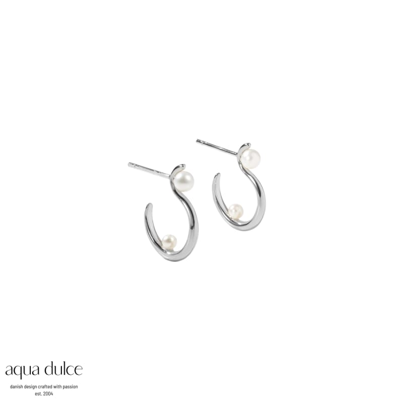 Swan Pearl Hoop Small Silver