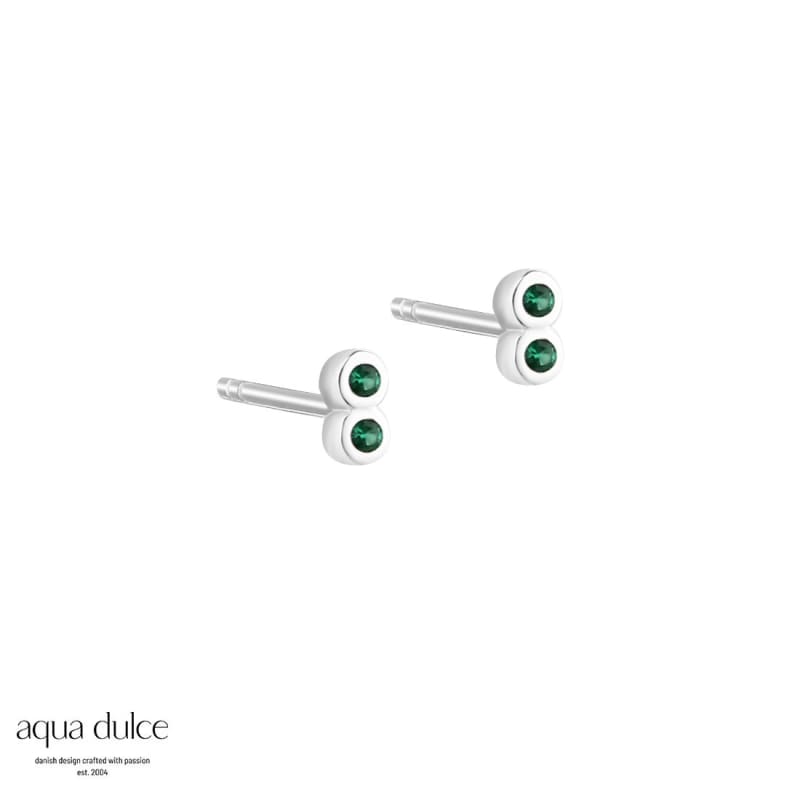 Tiny Green Earstud  Silver