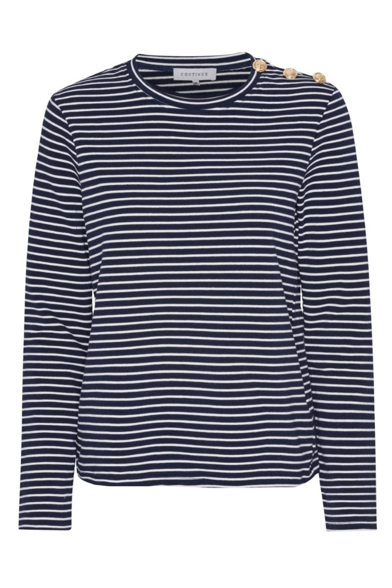 Continue - Bluse - Daimi - Navy Blue Stripe