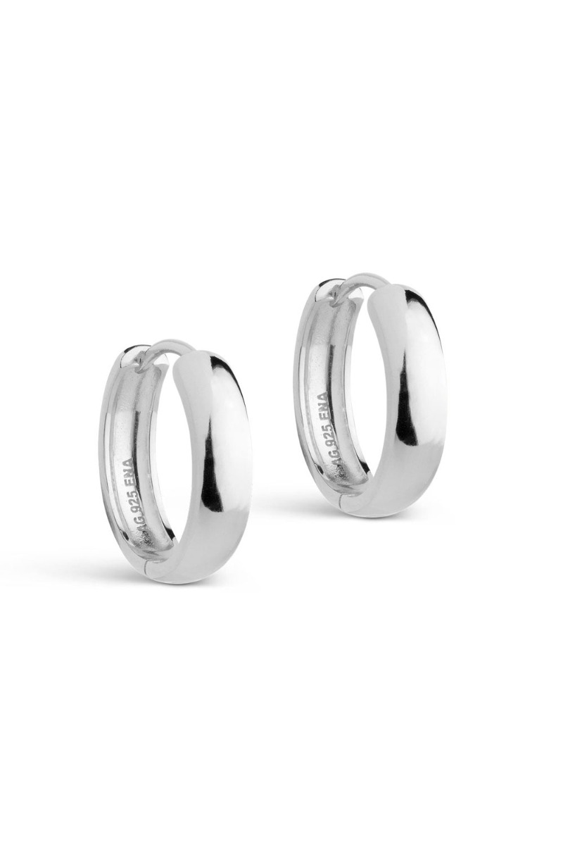 Enamel - øreringe - Hoops Classic Wide 20 Mm - Silver