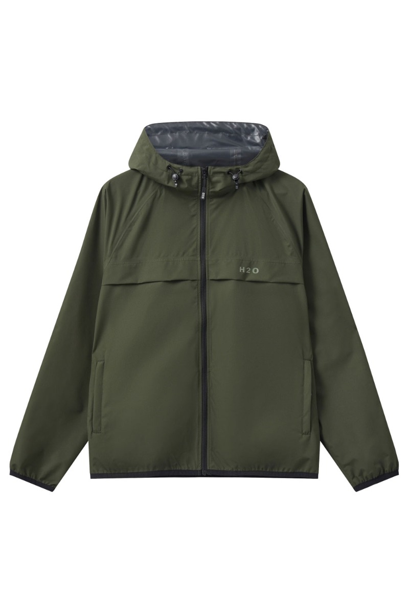 H2o - Regnjakke - Basic Rømø Lw Rain Jacket - Packable - Army