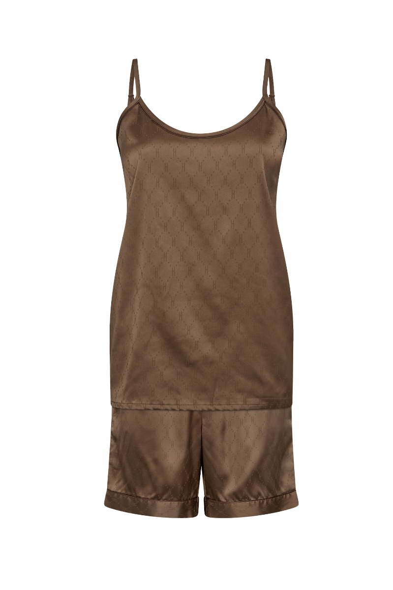 Hype The Detail - Nattøj - Satin Short Set - Brun