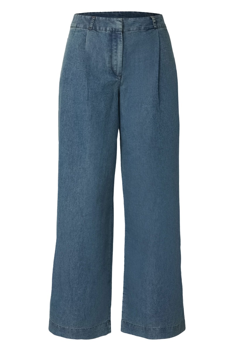 Jdy - Bukser - Jdy Trixie Mw Wide Chambray Pant - Medium Blue Denim