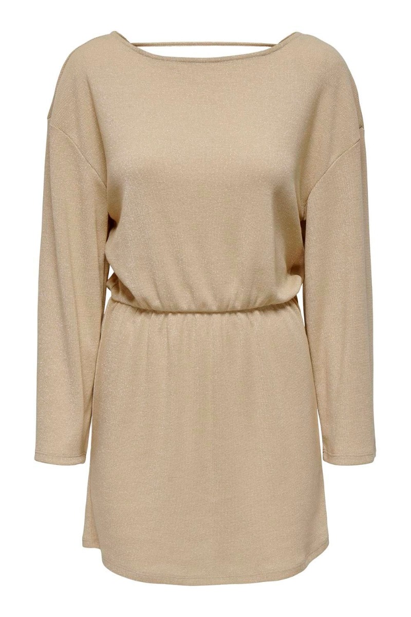 Jdy - Kjole - Jdy Josefine Ls Open Back Dress - Sandshell