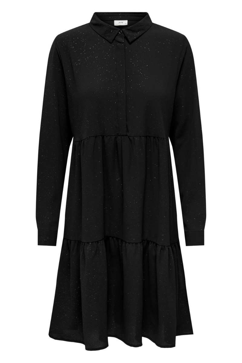 Jdy - Kjole - Jdy Piper Ls Foil Shirt Dress - Black