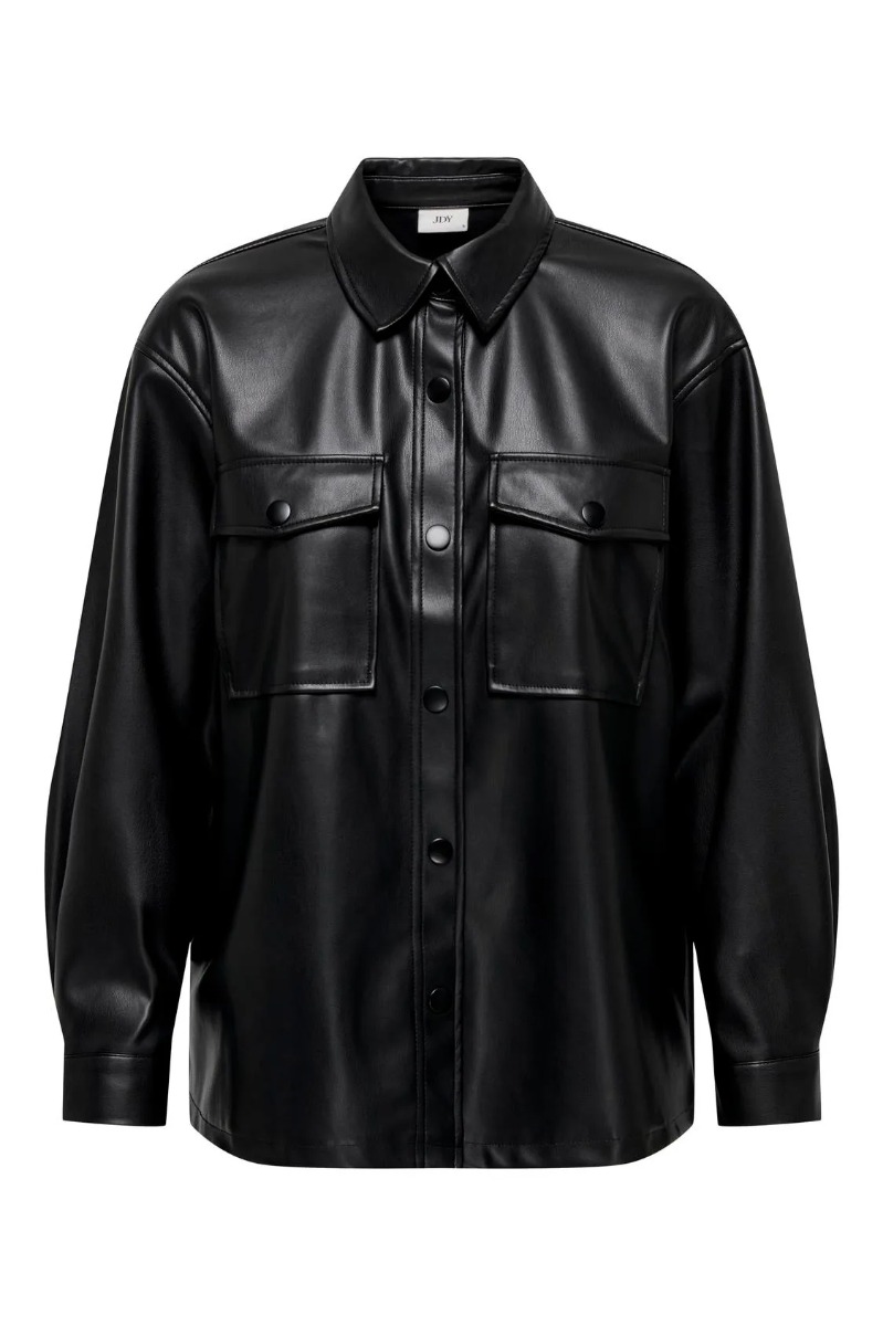 Jdy - Skjorte - Jdy Alaia Ls Faux Leather Shirt - Black