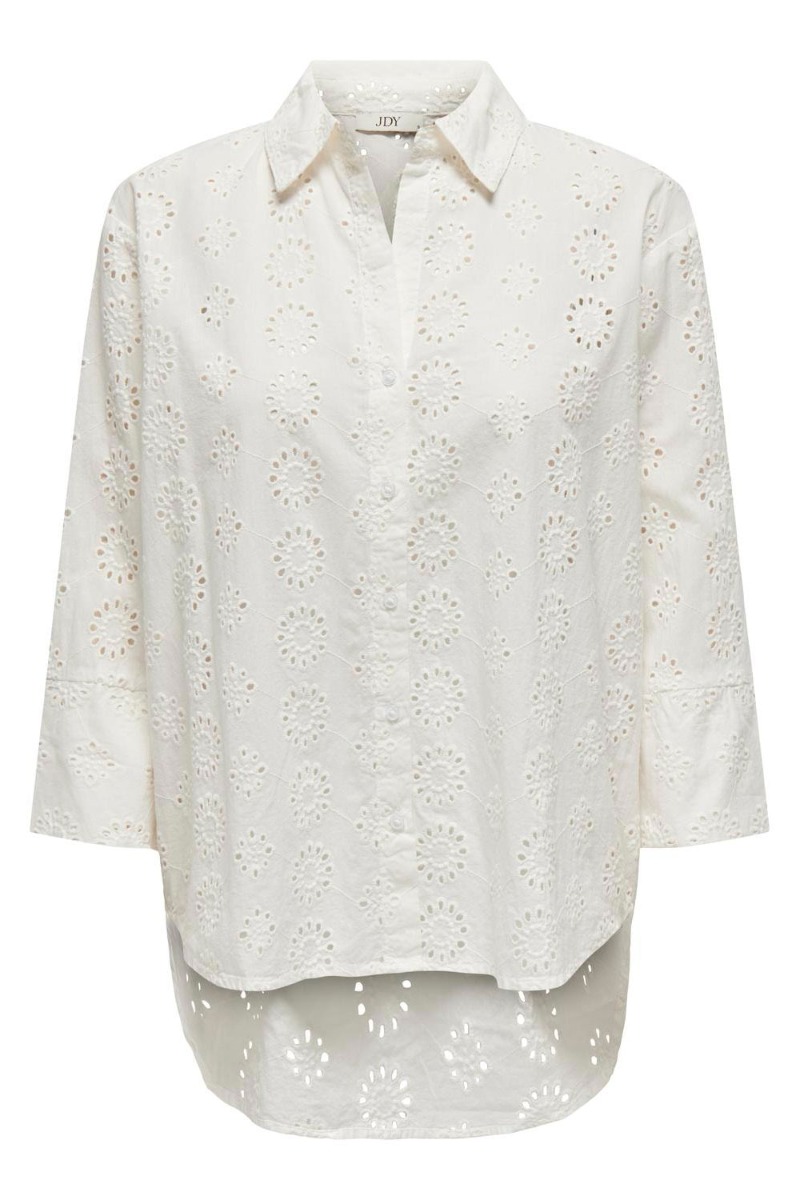 Jdy - Skjorte - Tallie 34 Long Shirt Wvn - Cloud Dancer