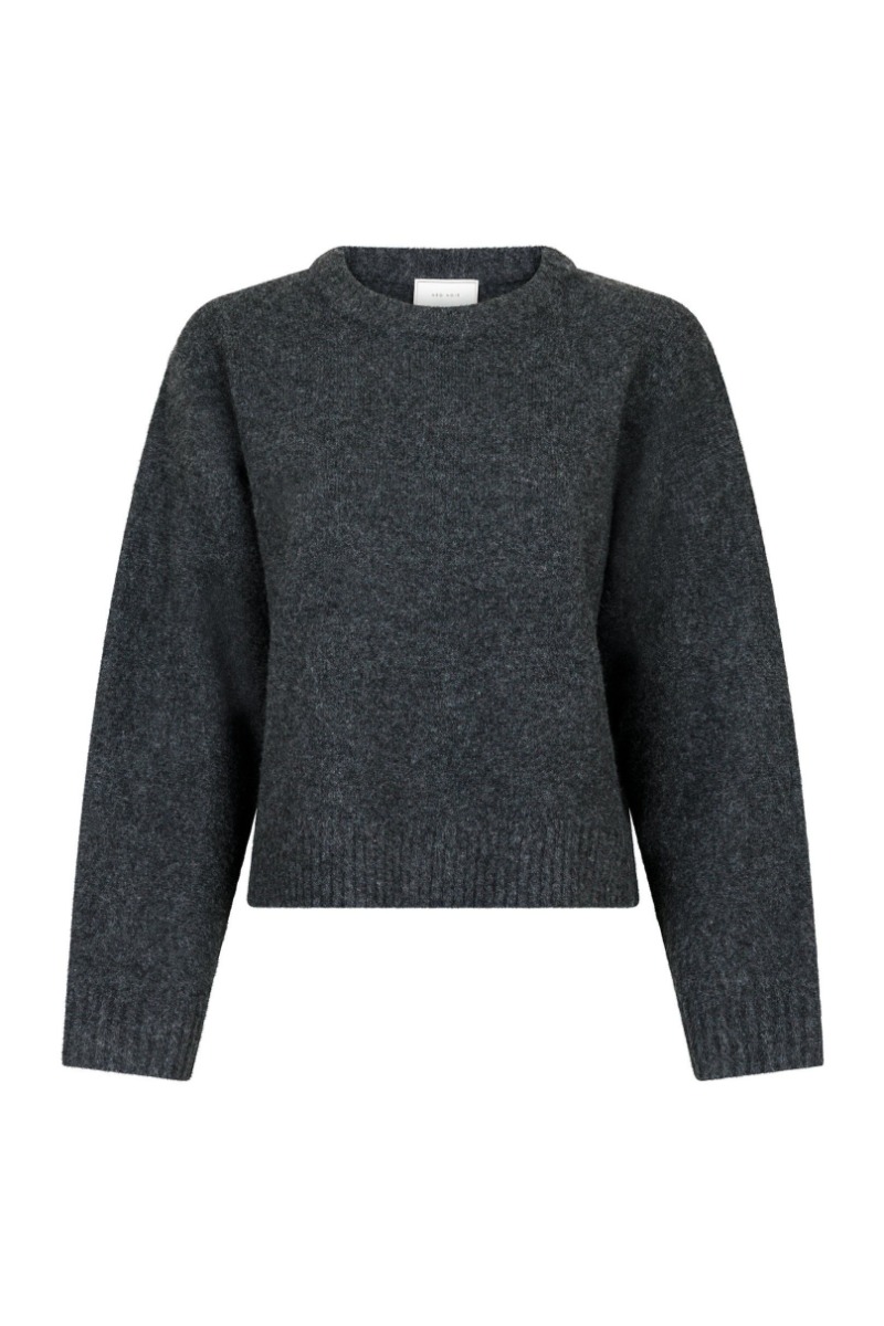 Neo Noir - Strik - Detri Solid Knit Blouse - Antracit
