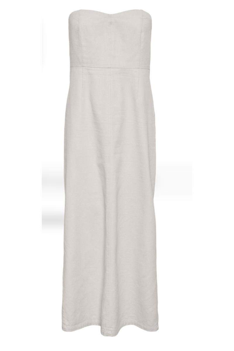 Pieces - Kjole - Pc Mille Ankle Bandeau Dress - White Asparagus