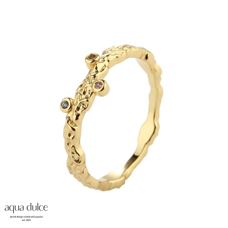 Ruflet Fingerring med Zirkonia fra Aqua Dulce